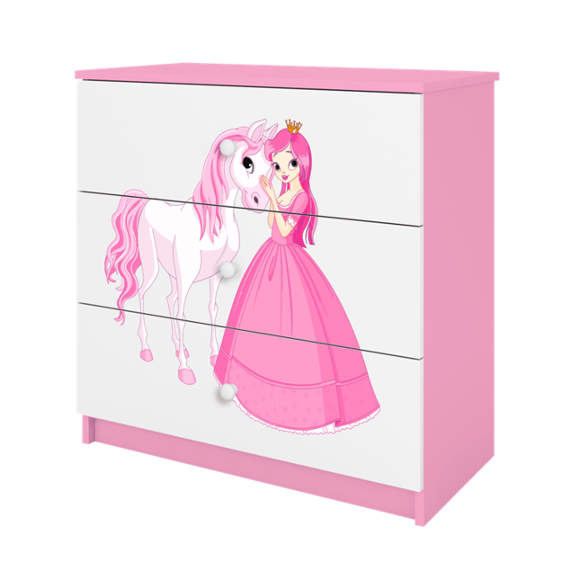 BABYDREAMS Chest of drawers babydreams pink princess horse, Pink 