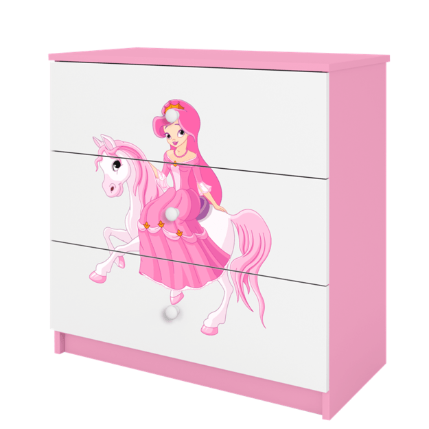 BABYDREAMS Chest of drawers babydreams pink princess on horse, Pink 