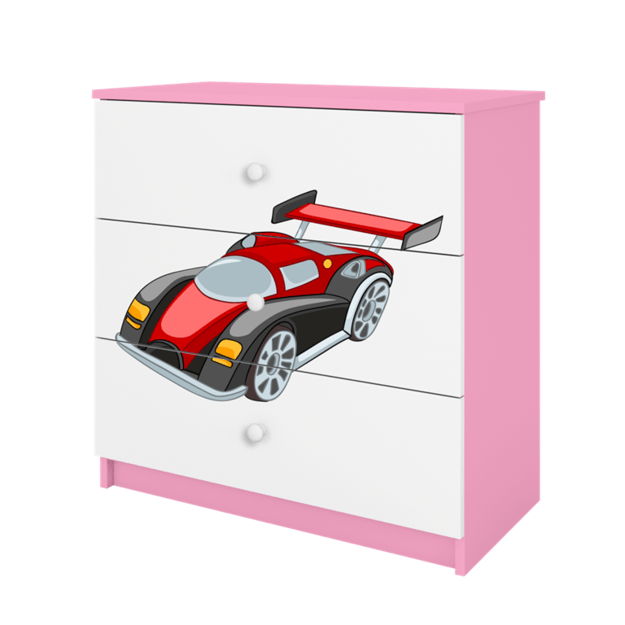 BABYDREAMS Chest of drawers babydreams pink racing car, Pink 