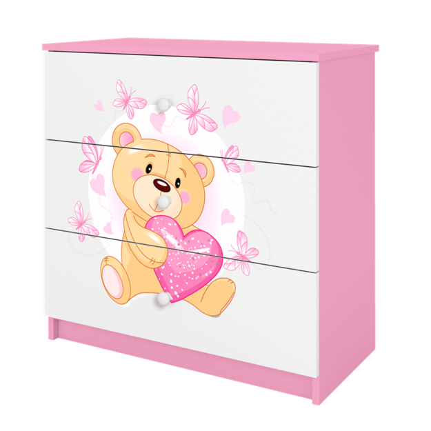 BABYDREAMS Chest of drawers babydreams pink teddybear butterflies, Pink 