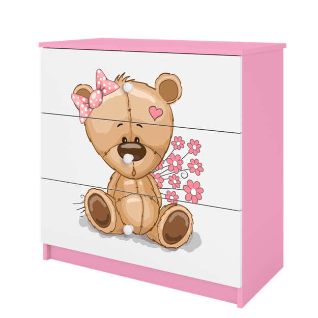 BABYDREAMS Chest of drawers babydreams pink teddybear flowers, Pink 