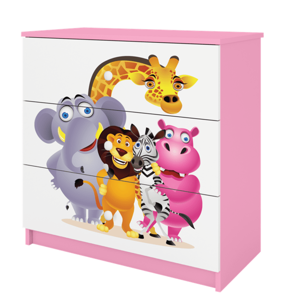 BABYDREAMS Chest of drawers babydreams pink zoo, Pink 