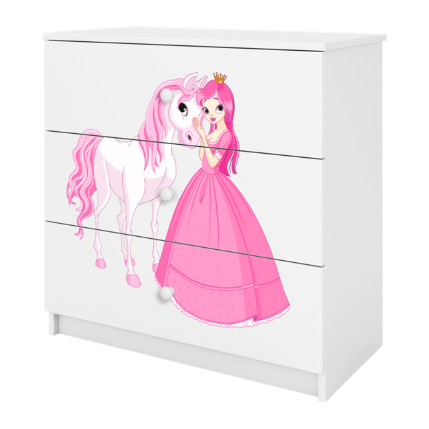 BABYDREAMS Chest of drawers babydreams white princess horse, White