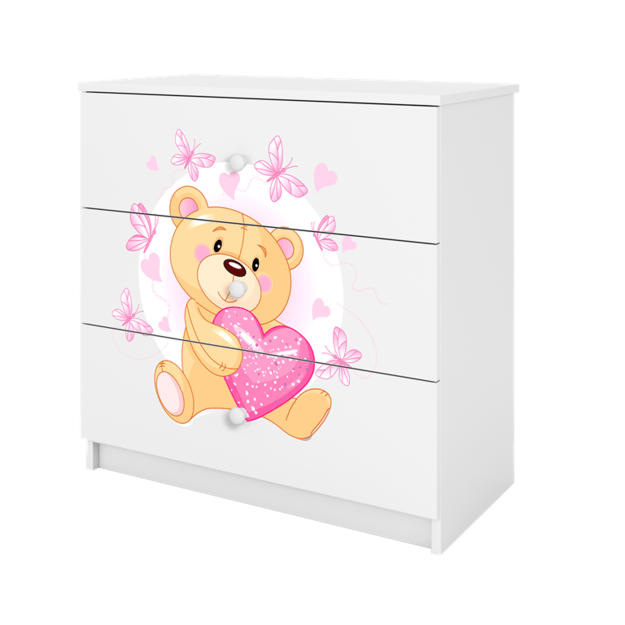 BABYDREAMS Chest of drawers babydreams white teddybear butterflies, White