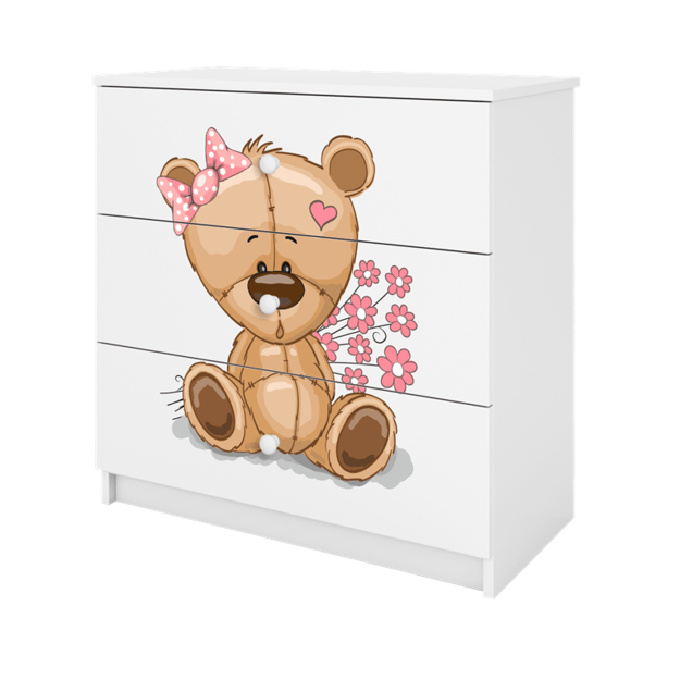 BABYDREAMS Chest of drawers babydreams white teddybear flowers, White