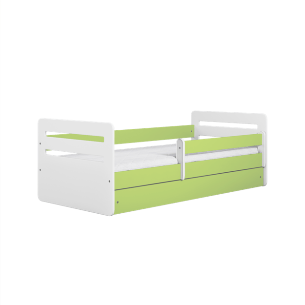 TOMI Bed tomi green with drawer with mattress 140/80, Green