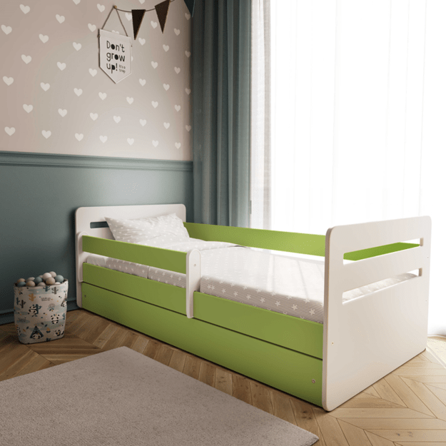 TOMI Bed tomi green with drawer without mattress 180/80, Green
