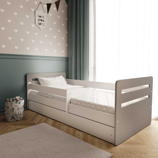 TOMI Bed tomi mix grey with drawer with mattress 140/80, Grey 