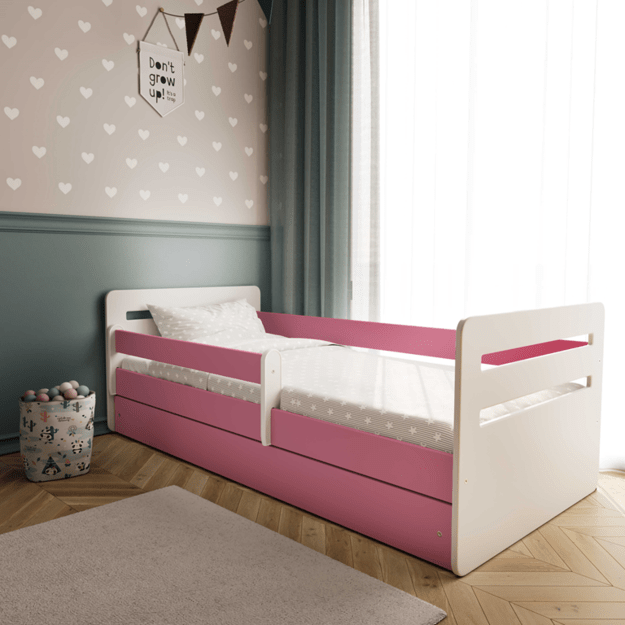TOMI Bed tomi pink with drawer without mattress 160/80, Pink 